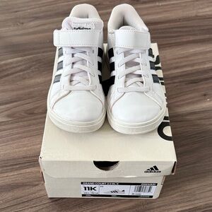 Adidas Toddler Size 11 Sneakers White with Black Stripes